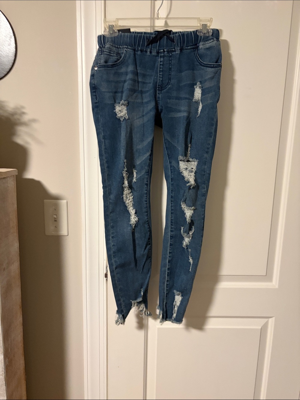 Women's American Bazi Distressed Blue Stretch Denim Jogger Jeans..size Small